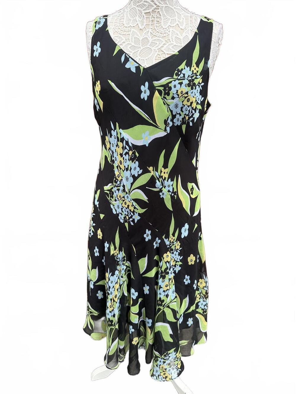 Y2K Fairycore Studio 1940 Black Floral Fit and Flare Dress